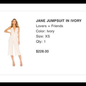 REVOLVE IVORY JANE JUMPSUIT XS WORN ONCE